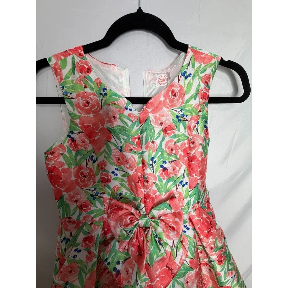 Wonder Nation Girls Floral Party Dress Bow Waist Sleeveless Size 14